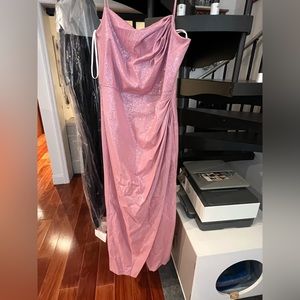 Halston Alania Ruched A-Line Sequin Gown